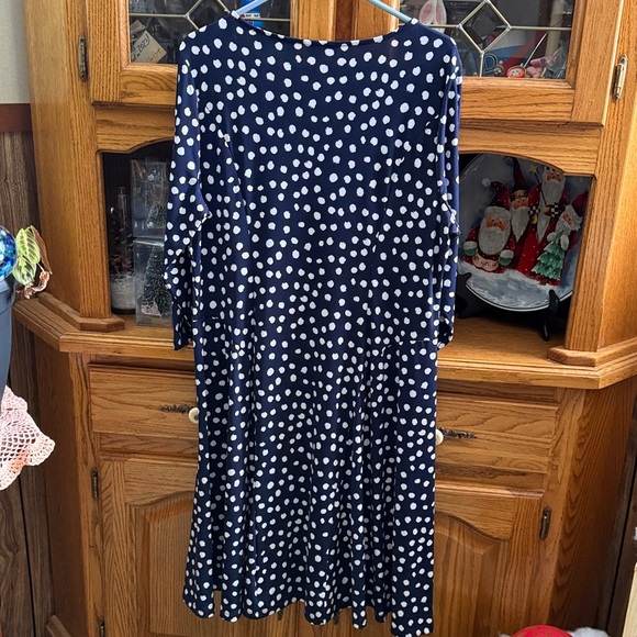 Susan graver size large blue polkadot dress excellent used condition like new - Picture 3 of 3